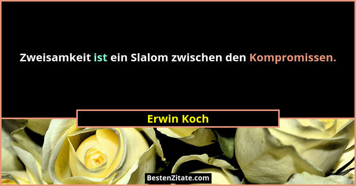 Zweisamkeit ist ein Slalom zwischen den Kompromissen.... - Erwin Koch