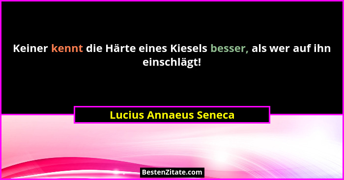 Keiner kennt die Härte eines Kiesels besser, als wer auf ihn einschlägt!... - Lucius Annaeus Seneca