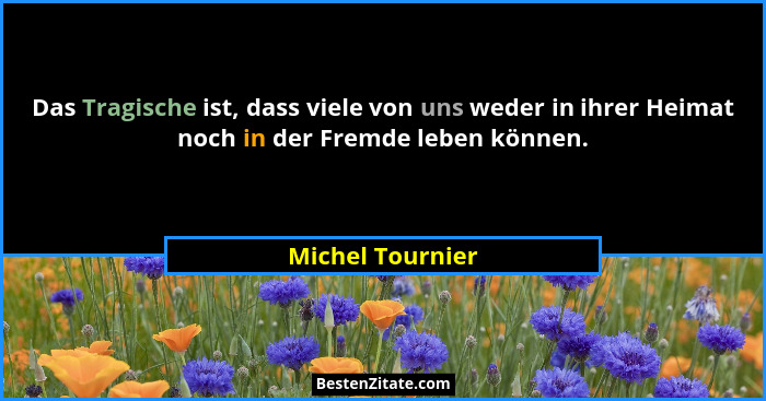 Das Tragische ist, dass viele von uns weder in ihrer Heimat noch in der Fremde leben können.... - Michel Tournier