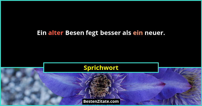 Ein alter Besen fegt besser als ein neuer.... - Sprichwort