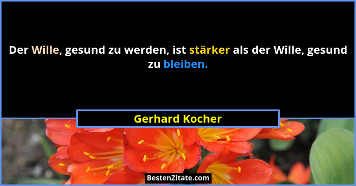 Der Wille, gesund zu werden, ist stärker als der Wille, gesund zu bleiben.... - Gerhard Kocher