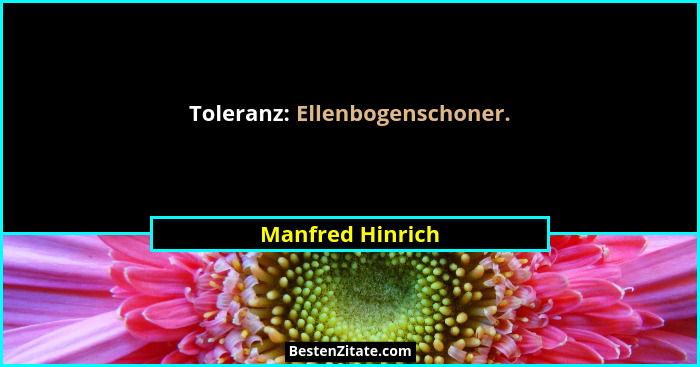 Toleranz: Ellenbogenschoner.... - Manfred Hinrich