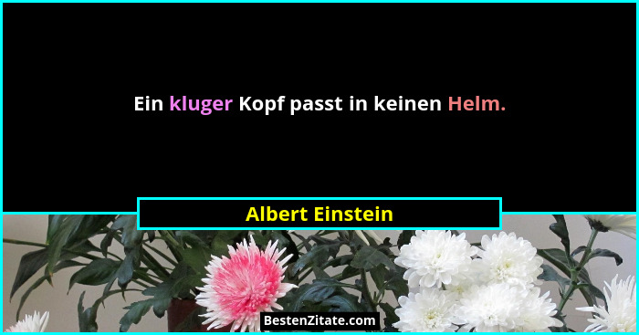 Ein kluger Kopf passt in keinen Helm.... - Albert Einstein