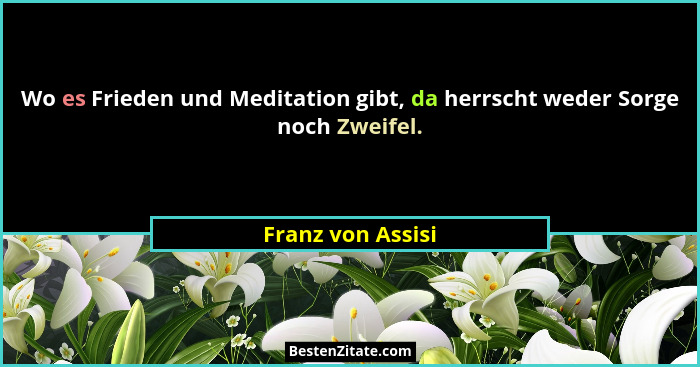 Wo es Frieden und Meditation gibt, da herrscht weder Sorge noch Zweifel.... - Franz von Assisi