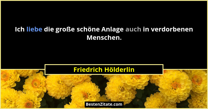 Ich liebe die große schöne Anlage auch in verdorbenen Menschen.... - Friedrich Hölderlin