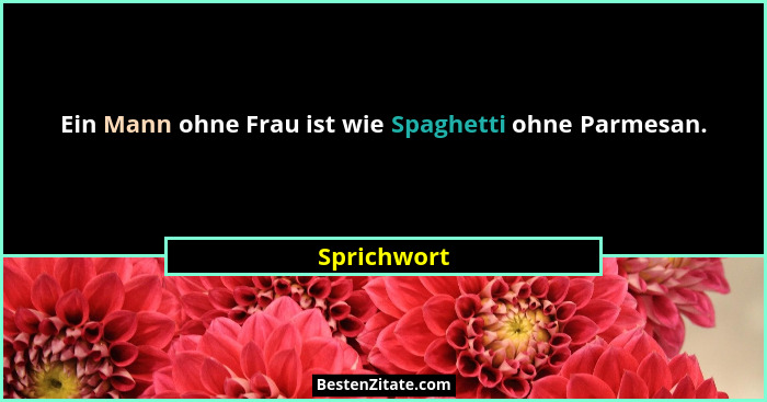 Ein Mann ohne Frau ist wie Spaghetti ohne Parmesan.... - Sprichwort