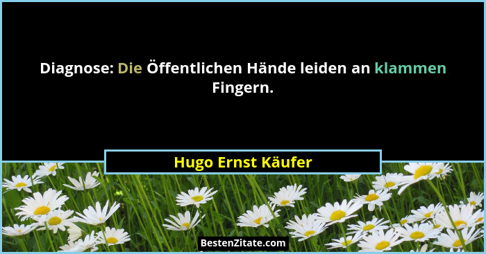 Diagnose: Die Öffentlichen Hände leiden an klammen Fingern.... - Hugo Ernst Käufer