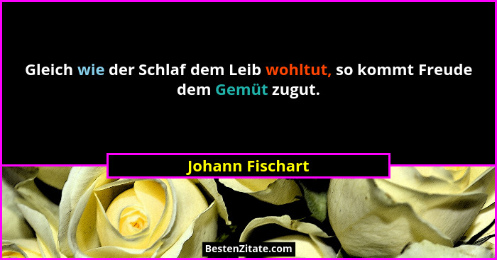 Gleich wie der Schlaf dem Leib wohltut, so kommt Freude dem Gemüt zugut.... - Johann Fischart