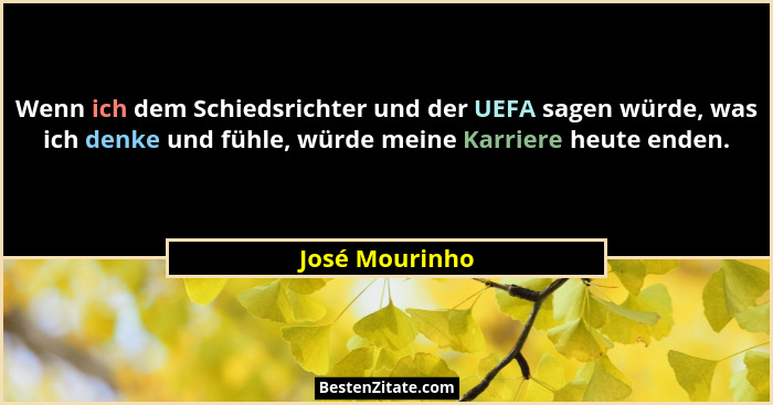 Wenn ich dem Schiedsrichter und der UEFA sagen würde, was ich denke und fühle, würde meine Karriere heute enden.... - José Mourinho