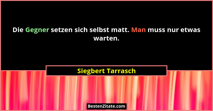 Die Gegner setzen sich selbst matt. Man muss nur etwas warten.... - Siegbert Tarrasch