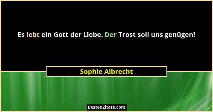 Es lebt ein Gott der Liebe. Der Trost soll uns genügen!... - Sophie Albrecht