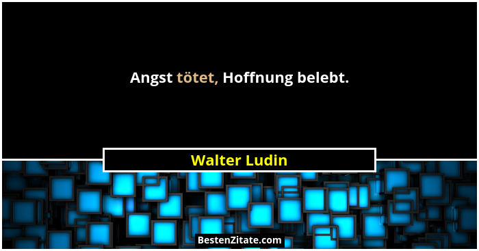 Angst tötet, Hoffnung belebt.... - Walter Ludin