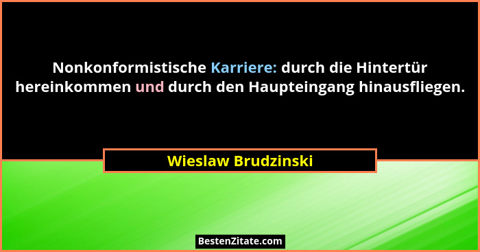 Nonkonformistische Karriere: durch die Hintertür hereinkommen und durch den Haupteingang hinausfliegen.... - Wieslaw Brudzinski