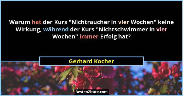 Warum hat der Kurs "Nichtraucher in vier Wochen" keine Wirkung, während der Kurs "Nichtschwimmer in vier Wochen" imme... - Gerhard Kocher