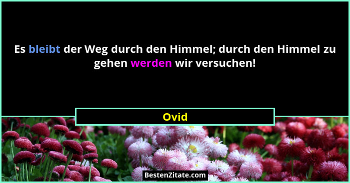 Es bleibt der Weg durch den Himmel; durch den Himmel zu gehen werden wir versuchen!... - Ovid