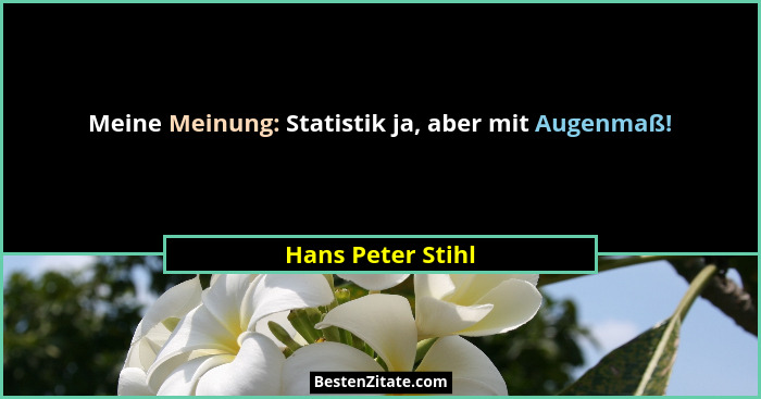 Meine Meinung: Statistik ja, aber mit Augenmaß!... - Hans Peter Stihl