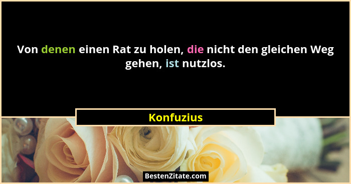 Von denen einen Rat zu holen, die nicht den gleichen Weg gehen, ist nutzlos.... - Konfuzius