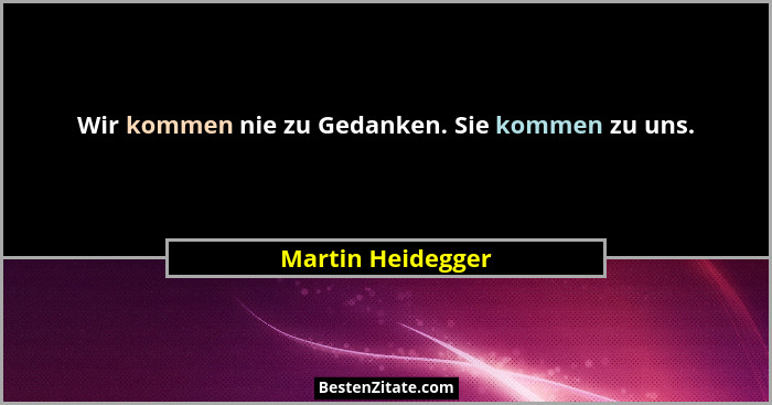 Wir kommen nie zu Gedanken. Sie kommen zu uns.... - Martin Heidegger