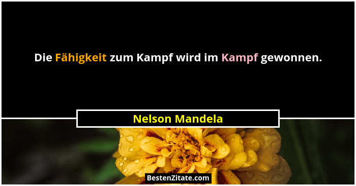Die Fähigkeit zum Kampf wird im Kampf gewonnen.... - Nelson Mandela