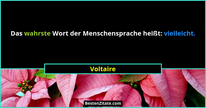 Das wahrste Wort der Menschensprache heißt: vielleicht.... - Voltaire