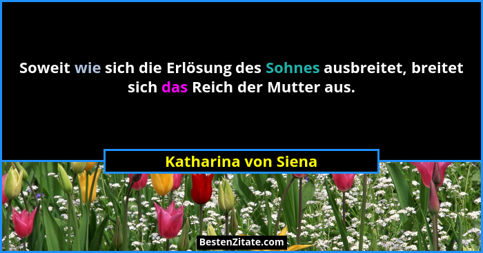 Soweit wie sich die Erlösung des Sohnes ausbreitet, breitet sich das Reich der Mutter aus.... - Katharina von Siena