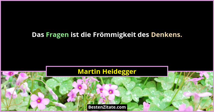 Das Fragen ist die Frömmigkeit des Denkens.... - Martin Heidegger