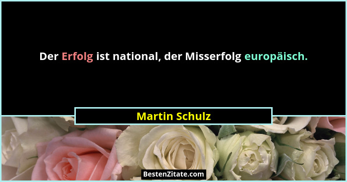 Der Erfolg ist national, der Misserfolg europäisch.... - Martin Schulz