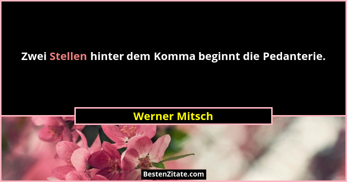 Zwei Stellen hinter dem Komma beginnt die Pedanterie.... - Werner Mitsch
