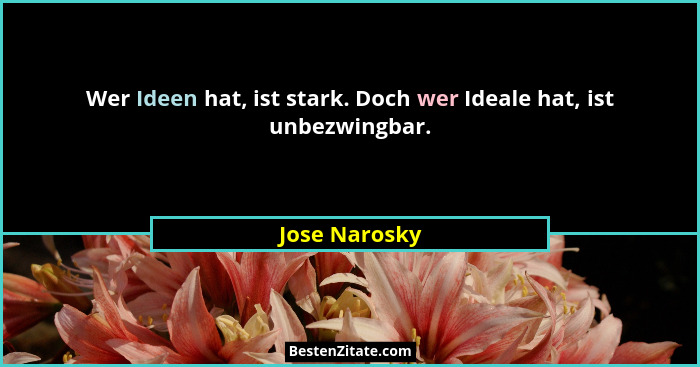 Wer Ideen hat, ist stark. Doch wer Ideale hat, ist unbezwingbar.... - Jose Narosky