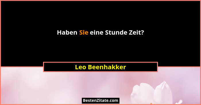 Haben Sie eine Stunde Zeit?... - Leo Beenhakker