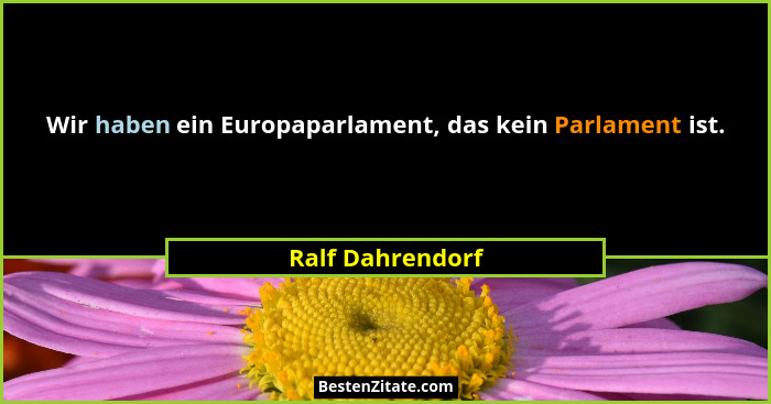Wir haben ein Europaparlament, das kein Parlament ist.... - Ralf Dahrendorf