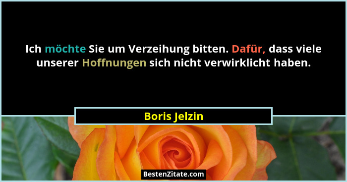 Ich möchte Sie um Verzeihung bitten. Dafür, dass viele unserer Hoffnungen sich nicht verwirklicht haben.... - Boris Jelzin