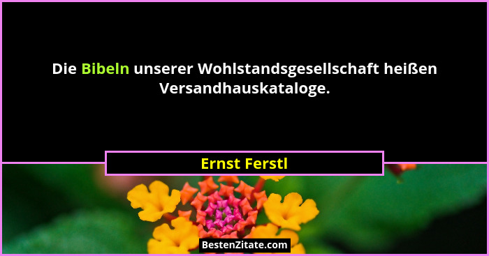 Die Bibeln unserer Wohlstandsgesellschaft heißen Versandhauskataloge.... - Ernst Ferstl