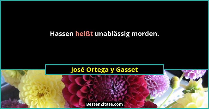 Hassen heißt unablässig morden.... - José Ortega y Gasset