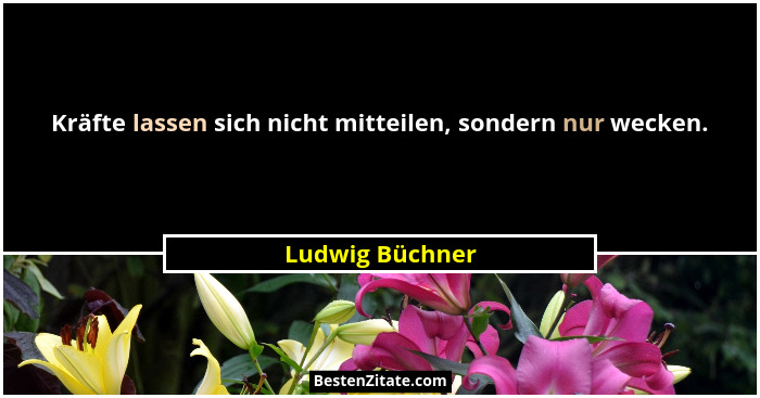 Kräfte lassen sich nicht mitteilen, sondern nur wecken.... - Ludwig Büchner