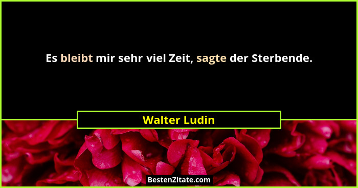 Es bleibt mir sehr viel Zeit, sagte der Sterbende.... - Walter Ludin