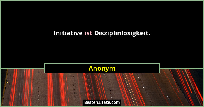 Initiative ist Disziplinlosigkeit.... - Anonym