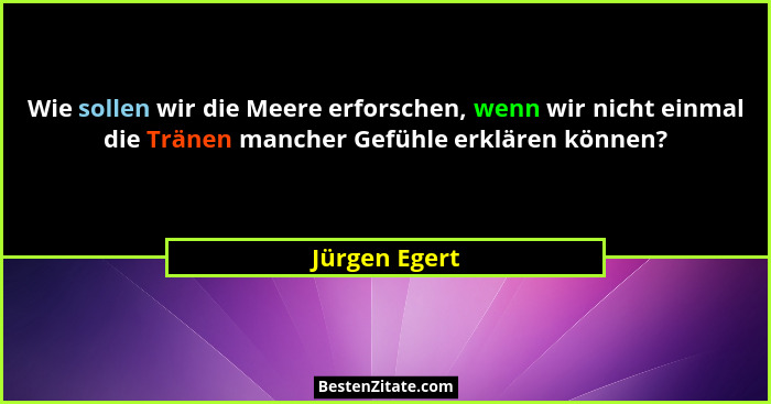 Wie sollen wir die Meere erforschen, wenn wir nicht einmal die Tränen mancher Gefühle erklären können?... - Jürgen Egert