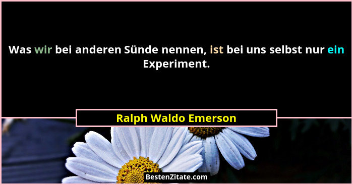 Was wir bei anderen Sünde nennen, ist bei uns selbst nur ein Experiment.... - Ralph Waldo Emerson