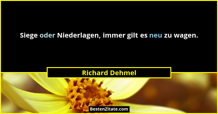 Siege oder Niederlagen, immer gilt es neu zu wagen.... - Richard Dehmel