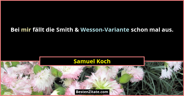Bei mir fällt die Smith & Wesson-Variante schon mal aus.... - Samuel Koch