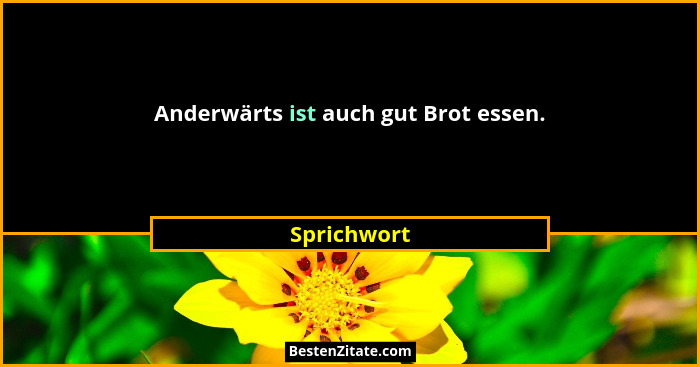 Anderwärts ist auch gut Brot essen.... - Sprichwort