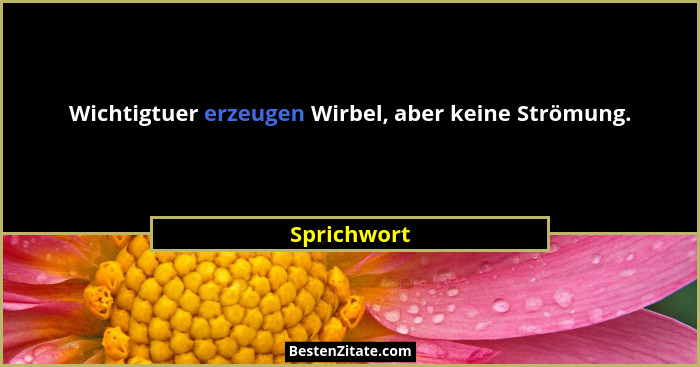 Wichtigtuer erzeugen Wirbel, aber keine Strömung.... - Sprichwort