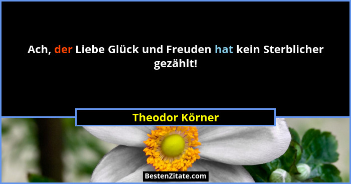 Ach, der Liebe Glück und Freuden hat kein Sterblicher gezählt!... - Theodor Körner