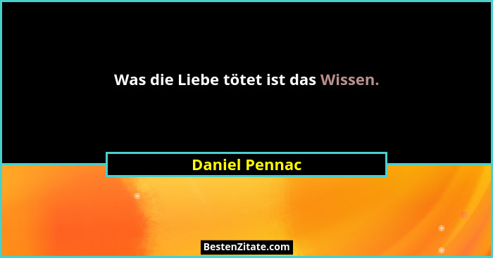 Was die Liebe tötet ist das Wissen.... - Daniel Pennac