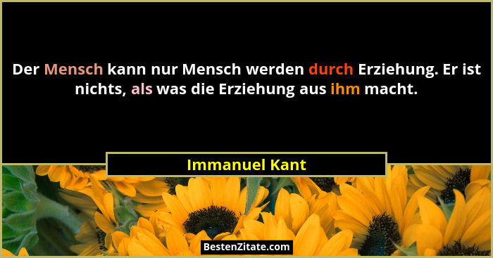 Der Mensch kann nur Mensch werden durch Erziehung. Er ist nichts, als was die Erziehung aus ihm macht.... - Immanuel Kant