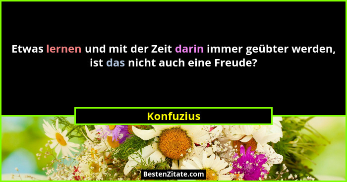 Etwas lernen und mit der Zeit darin immer geübter werden, ist das nicht auch eine Freude?... - Konfuzius