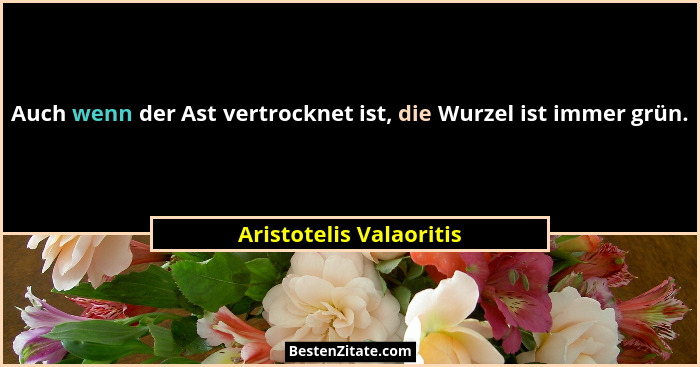 Auch wenn der Ast vertrocknet ist, die Wurzel ist immer grün.... - Aristotelis Valaoritis