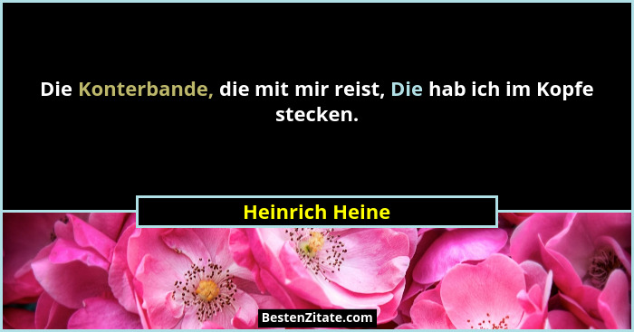 Die Konterbande, die mit mir reist, Die hab ich im Kopfe stecken.... - Heinrich Heine