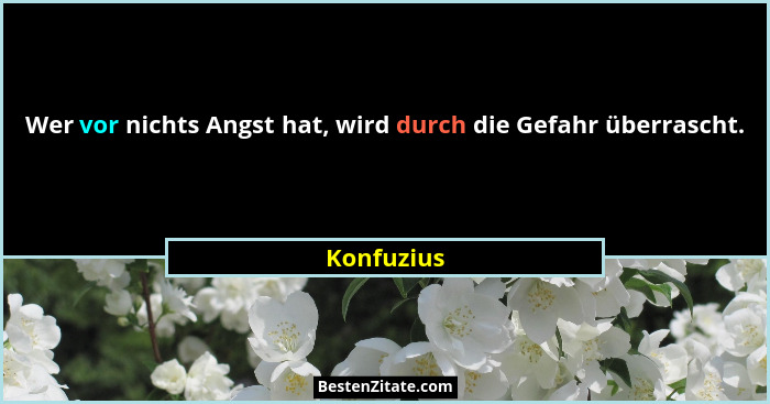 Wer vor nichts Angst hat, wird durch die Gefahr überrascht.... - Konfuzius
